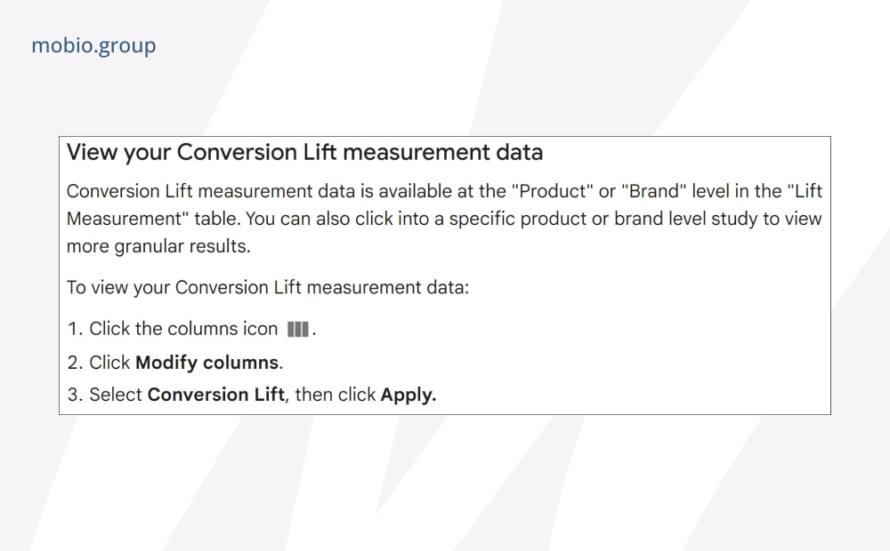 Conversion-lift measurement data